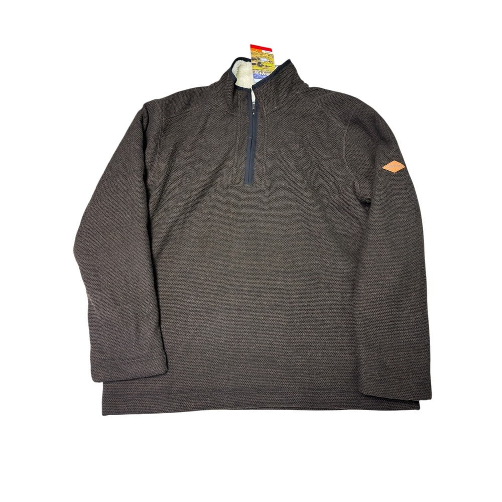 NWT Orvis Mens Quarter Zip Pullover Sweater Textured Brown Size Medium